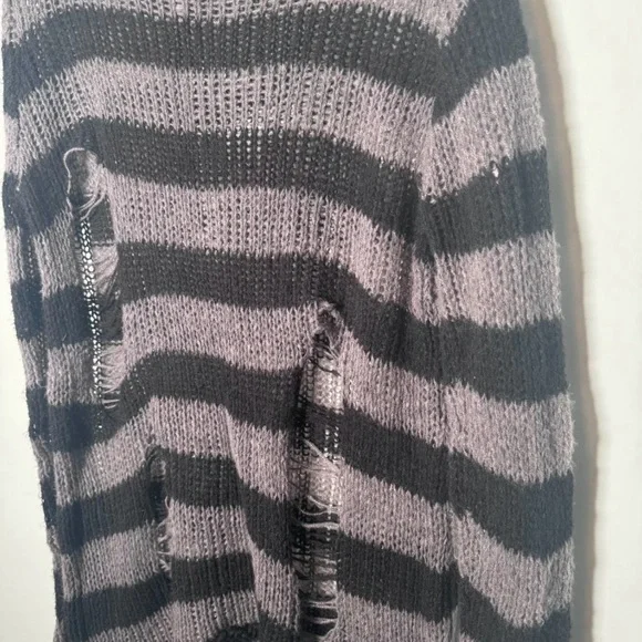 japanese distressed avant garde striped wool sweater - Picture 3 of 4